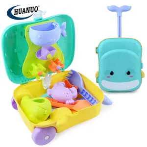 可爱3合1婴儿浴室玩沐浴玩具游戏拉杆箱多功能彩色沐浴沙水儿童行李玩具