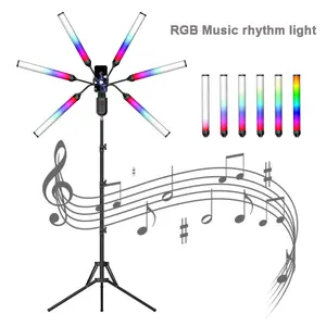 摄影照明明星6臂RGB自拍发光二极管环形灯Tik Tok化妆Youtube RGB管灯