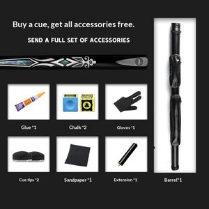 Queue de billard à petite pointe en bois de frêne noir chinois, pour snooker 8 boules et 9 boules, articulée 3/4, 34 pièces, avec étui Ice Blade et ensemble complet - Product Image 4