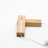 Lampe LED 3D en bois de couleur naturelle, base en bois, design moderne écologique, forme rectangulaire, veilleuse, effet d'illusion 3D, à intensité variable