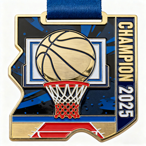 Medallas Personalizadas al por Mayor de Fábrica, Medalla Deportiva de Metal de Aleación de Zinc 3D Dorada para Maratón, Fútbol y Baloncesto - Product Image 1