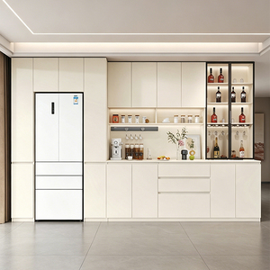 Meuble de salon moderne et minimaliste XHA avec réfrigérateur intégré, design à panneaux plats, meuble de rangement pour bar à domicile - Product Image 2