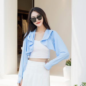 Jiemeirui - Velo de Protección Solar para Mujer, Estilo Chal, UPF50+, Protección UV, Color Sólido, Manga Larga, Ropa de Verano - Product Image 5