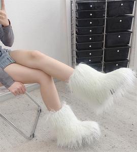 Sepatu Bot Pendek Bulu Domba Imitasi Wanita, Sepatu Bot Pendek Bulu Domba Kustom, Sepatu Bot Salju Bulu Mongolia Faux Hangat Modis Musim Dingin untuk Wanita - Product Image 3