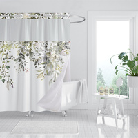 Rideau de douche à œillets sans crochet double couche avec doublure encliquetable en polyester durable