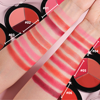 Palette de fard à joues crème 3 en 1 avec logo personnalisé, six teintes véganes, formule à base de plantes, longue tenue, multi-usages pour les joues, les yeux et les lèvres