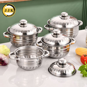 Hotsale 4Pcs 5kg Sus410 Marmites à soupe et bouillon en acier inoxydable Ollas Casroles Batterie de cuisine noire - Product Image 1