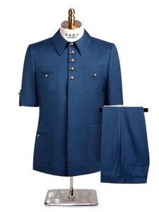 Completi Formali da Uomo per Cene <span class=keywords><strong>Eleganti</strong></span>, Outfit per Feste Quotidiane, Moda Maschile Slim Fit, Blazer a Maniche Corte e <span class=keywords><strong>Pantaloni</strong></span>, Set 2 Pezzi - Product Image 3