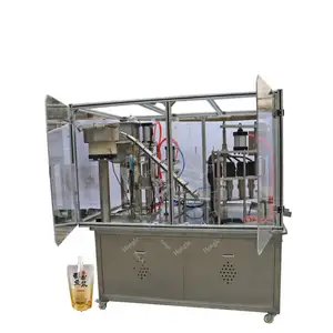 Automatic Stand Premade Sauce Spout Cap Sealing Machine Zipper Pouch Packing Doypack Cream Filling Machine
