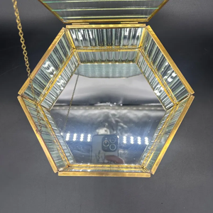 Luxury Hexagon Textured Glass Jewelry <b>Box</b> with Gold Metal <b>Frame</b> Customizable Color & Size Premium Gift Storage Case - Product Image 3