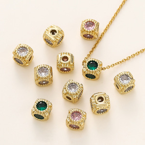 Perle carrée plaquée or 18 carats de 5,5 mm incrustée de bijoux, accessoire de bijouterie DIY, décoration de chaîne de téléphone portable - Product Image 3