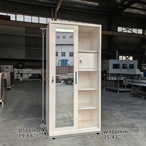 Armoire en acier métallique imprimé multifonctionnelle avec miroir, <span class=keywords><strong>tringle</strong></span> de suspension et coffre-fort intégré, armoire en métal pour chambre à coucher - Product Image 2