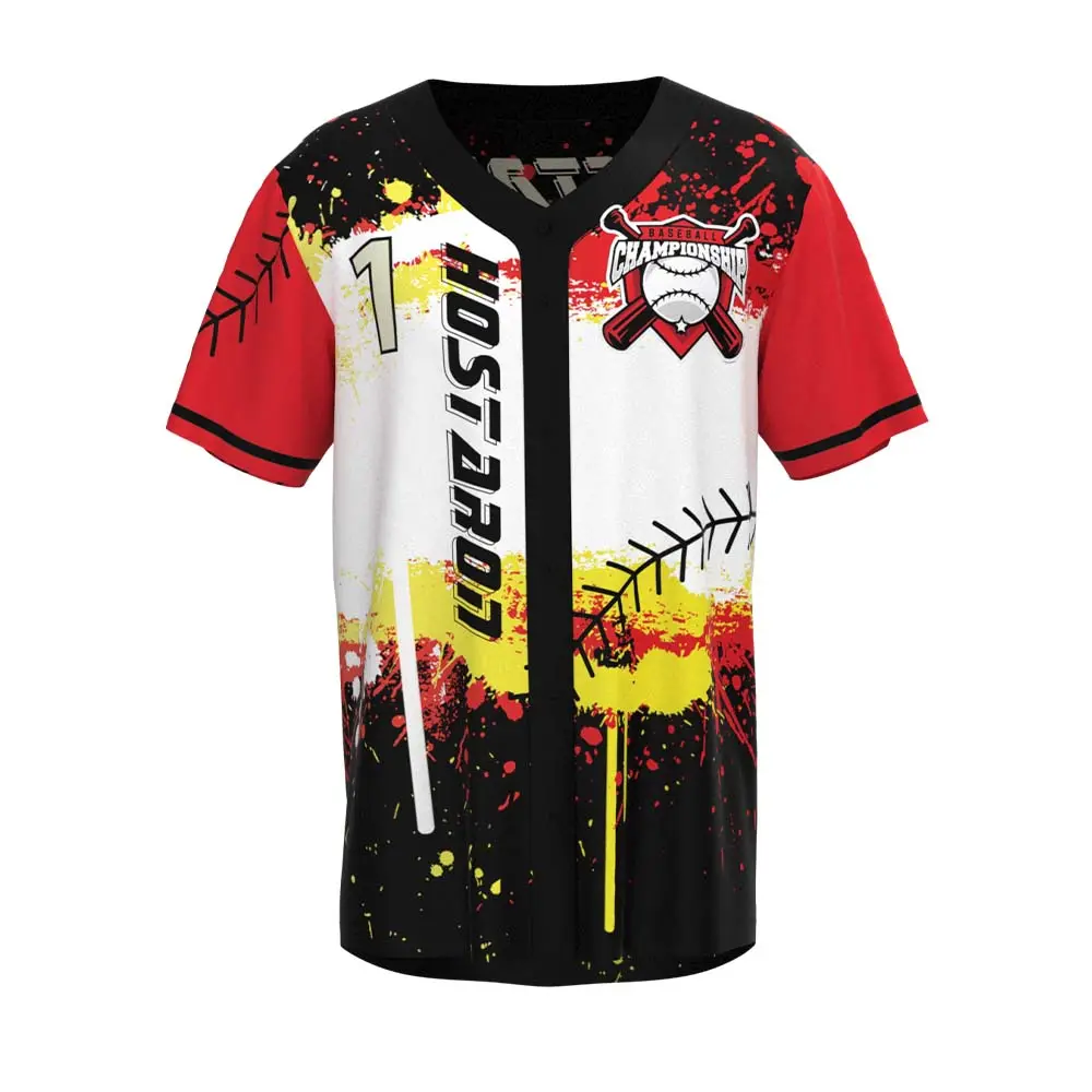 HOSTARON Kurze Vorlaufzeit Benutzer definierte Sport Baseball Uniform Design Kleidung Team Strick Color block Atmungsaktive Baseball-Shirts Trikot