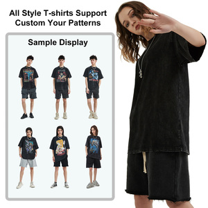 T-Shirt grafica personalizzata in cotone 100% da 250gsm maglietta oversize con lavaggio acido <span class=keywords><strong>Anime</strong></span> da uomo con stampa DTG maglietta Vintage - Product Image 5