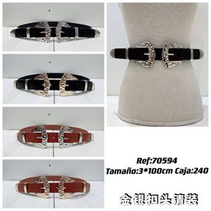 Cintura in Metallo con Doppia Fibbia 3x100cm Finitura Argento e Oro Cintura alla Moda - Product Image 3