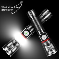 Nouvelle lampe torche multifonctionnelle T6/L2 en alliage d'aluminium haute luminosité avec zoom, affichage de la puissance, rechargeable, lumière COB super brillante pour