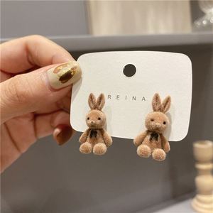 Maxfree Korean Cartoon <b>Cute</b> Bunny Ear Stud <b>Earrings</b> for Women Sweet Animal Flocking Rabbit Trendy Zinc Alloy Jewelry Anniversary - Product Image 4