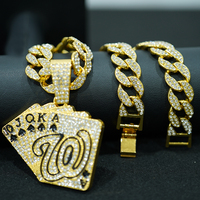 Collier pendentif de poker unisexe hip hop punk plaqué or chaîne de jeux affleurants pour femmes et hommes pour fêtes et cadeaux