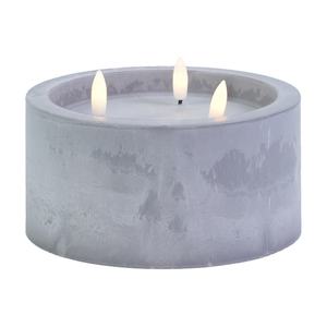 Foryoudecor <span class=keywords><strong>Bougie</strong></span> <span class=keywords><strong>LED</strong></span> Pilar en plastique durable 3 mèches Design aspect ciment pour mariages fêtes fêtes dîners - Product Image 1