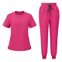 Nuevo Conjunto de Uniformes Médicos Elásticos de Cuello Redondo para Mujer, Uniformes de Hospital, Conjuntos de Uniformes para Salón de Belleza, Spa, Uniformes Médicos, Trajes de Enfermería Dental