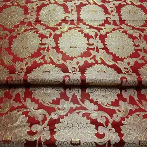 Vintage Metallic Lurex Brocade Fabric with Flower Design for Sofa Home Textile Cushion