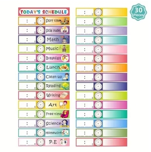 Tarjetas de Horario Diario Reutilizables y Borrables, Paquete de 30, Decoración para el Aula, Adicionales para Tabla de Pared, Material de Papel para Oficina y Escuela - Product Image 1