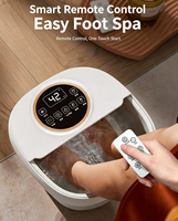 Bain de pieds chauffant pliable avec massage, machine de spa pour les pieds électrique pliable à bulles, shiatsu et rouleaux automatiques