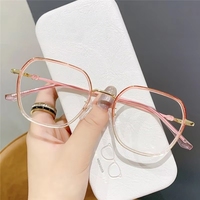 Kacamata Vintage Retro 9318 Lensa AC Polos Bingkai Gradasi Stylish Bingkai Besar Semi-Rimless Anti Sinar Biru
