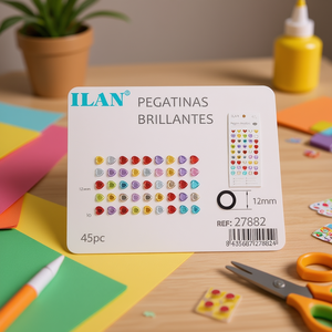 Ilan Adesivi Brillanti a Forma di Cuore 12mm, Confezione da 45 Pezzi - Product Image 3