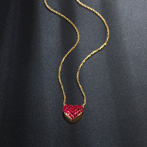 Collier doré 18k en forme de cœur rubis naturel, bijou à personnaliser, nouvelle collection - Product Image 4
