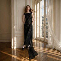 Robe de soirée longue 2026 exclusive transfrontalière, style européen et américain, dos nu sexy en dentelle épaisse, pour mondaine