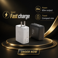 Chargeur GaN 65W Shenzhen Lvxiangyuan, PD 3.0, USB Type C, bloc de charge rapide, prise US, certifié ETL FCC, adaptateur mural fin pliable