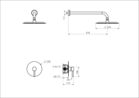 Système de douche encastré BEIJU en acier inoxydable, jet doux effet pluie, fixation murale, finition brossée, mitigeur monocommande moderne