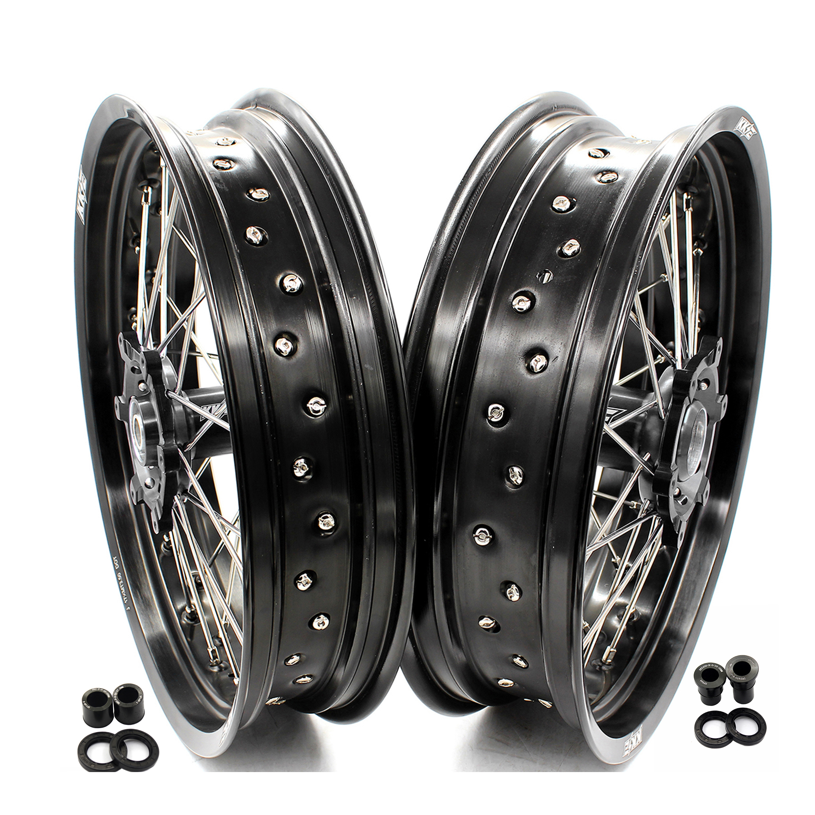 KKE 3,5/4,25*17 комплект колес Supermotard, совместимых с SUZUKI DRZ400 DRZ400E DRZ400S 2000-2021 DRZ400SM, черный ступица/обод