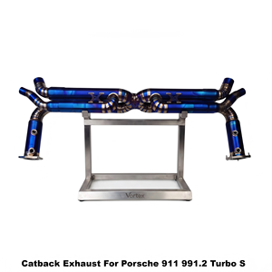 Escape de alto rendimiento Vortex Performance Burnt Blue Titanium Cat-Delete para Porsche 911 991.2 Turbo S Racing Flow - Product Image 1