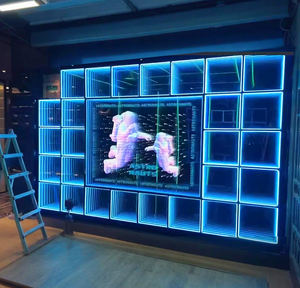 カスタマイズ可能 3D インフィニティミラー ネオンLEDライト効果 千層鏡 会社ロゴ 文字形状 無料デザイン ガラス電子サイン - Product Image 4