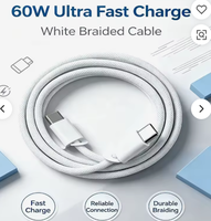 Câble de charge rapide USB-C 60W en gros, longueurs 0,9m, 1,8m, 3m, blanc, avec emballage en boîte, pour synchronisation et charge rapide de téléphone