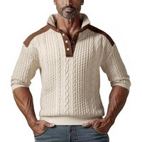 Blouson bomber style cardigan à boutonnage simple, nouvelle collection printemps/automne, vêtement d'extérieur pour homme, color-block, transfrontalier