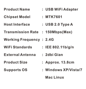 Carte réseau sans fil USB MT7601, récepteur de signal WiFi 150M, adaptateur DVB-T2, décodeur, <span class=keywords><strong>IPTV</strong></span> - Product Image 4