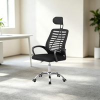 Chaise de bureau ergonomique haut de gamme, confortable, réglable en hauteur, avec dossier haut en mesh et appui-tête