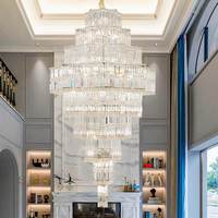 Lustre long en cristal de luxe, luminaire suspendu en cristal K9, luminaire de plafond, lustre moderne pour salon, pour hauteur double volume