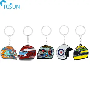 Customized Cool F1 Racing Motorcycle Helmet Soft Enamel Hard Enamel Keychains Keyrings Pendant Custom Helmet Keychain