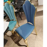 Chaise de salle à manger moderne en cuir et velours avec pieds en acier inoxydable pour restaurant, maison, école