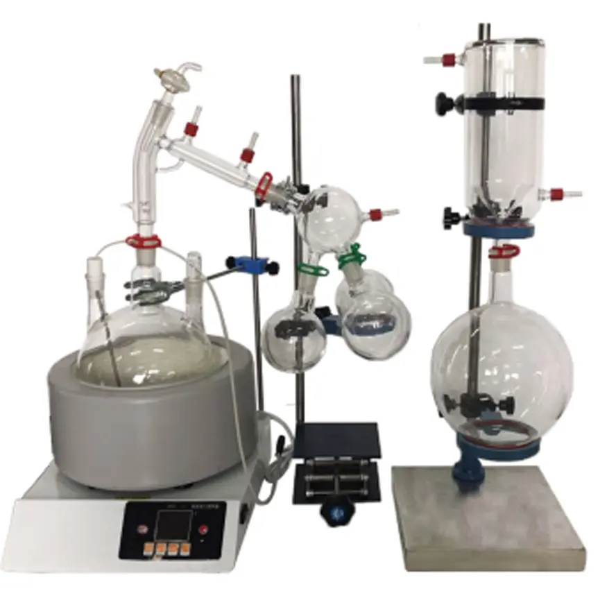 2000 ml Glass Distillation Assembly Lab Scale Essential Oil Distillers Lab Size Short Path Distillation Complete Kit