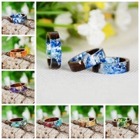 En Stock Mode Haute Femmes Qualité Fleur Séchée à la Main Résine Émail Bague Ambre