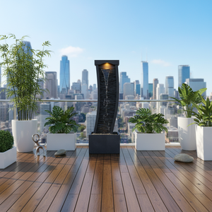 <span class=keywords><strong>Fontaine</strong></span> d'extérieur moderne GENO en <span class=keywords><strong>ardoise</strong></span>, à cascade, alimentée par prise secteur, pour la décoration de jardin et de maison - Product Image 6