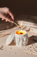 Bougie parfumée en cire de soja en forme de cylindre, sculpture d'ange Eros, décoration intérieure pour les fêtes de Diwali, faite à la main, durée de combustion de 60 heures