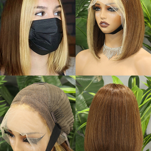 FH #P4/27 <b>Front</b> Highlight Straight Human Hair Bob <b>Wigs</b> 13x4 Transparent <b>Lace</b> Frontal Vietnamese Hair Short <b>Wig</b> - Product Image 4