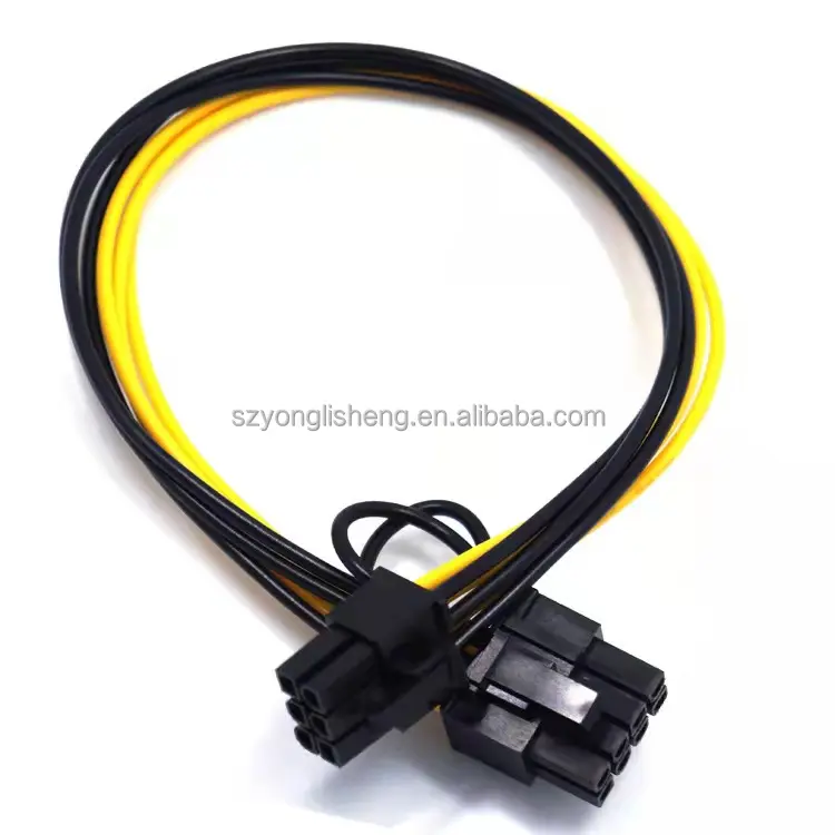 Factory 6pin Male to 8pin (6+2)pin Male 18awg 22cm Graphics Card Splitter Power Cable