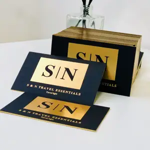 luxury black cardboard paper business cards with gold foil logo texture high quality gold edge company visit name card